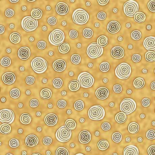Quilting Treasures - Frond Nouveau - Circle Geo, Gold