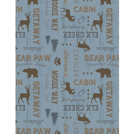 Wilmington Prints - Wildlife Trail - Words All Over, Blue
