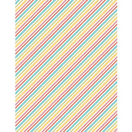 Wilmington Prints - Sweet Little Pleasures - Diagonal Stripes, Cream/Multi