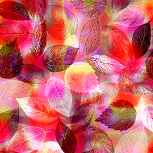 Quilting Treasures - Tree Dance - Leaves, Red