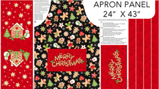 Northcott - Sugar Coated - 24" x 43" Child Apron Panel, Red