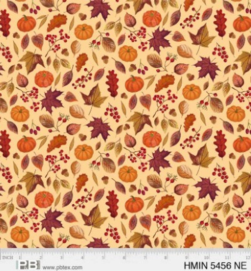 P & B Textiles - Harvest Minis - Leaves & Pumpkins, Neutral