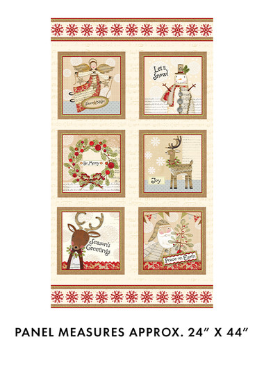 Benartex - Contempo - White Christmas - 24" Vintage Christmas Panel, Cream
