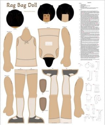 Marcus Fabrics - Rag Bag Doll - 36" Pre-printed Panel, Cream