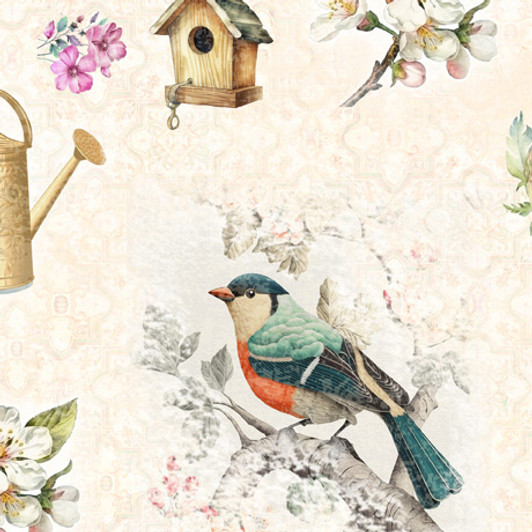 Quilting Treasures - Birdsong - Birds & Flowers, Cream