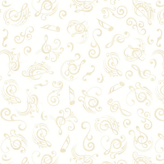 Quilting Treasures - Birdsong - Music Notes, White