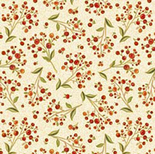Quilting Treasures - Autumn Forest - Berry Sprig, Cream