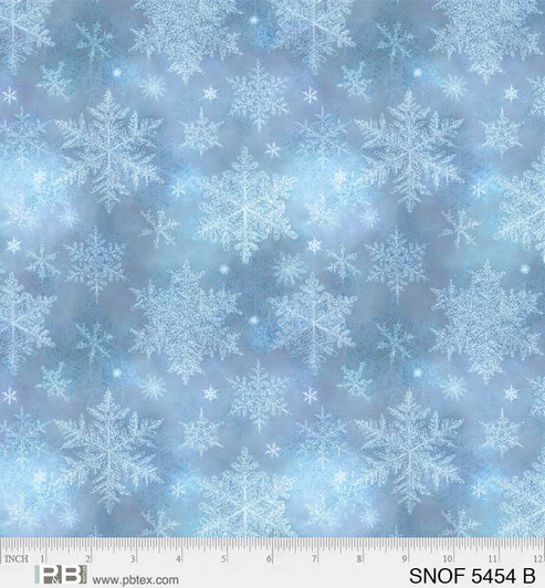 P & B Textiles - Snowfall - Large Snowflakes, Blue