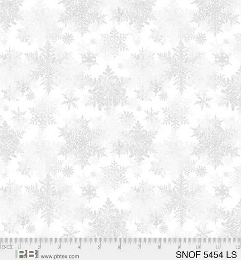 P & B Textiles - Snowfall - Large Snowflakes, Light Silver/White