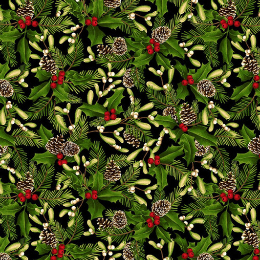 Studio E - 'Tis the Season - Holly and Mistletoe, Black