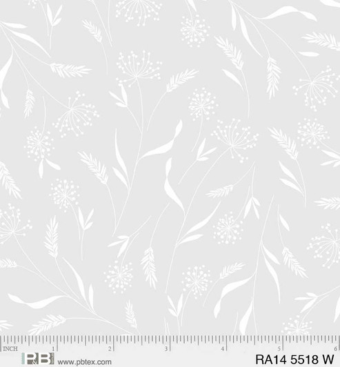 P & B Textiles - Ramblings 14 - Delicate Sprigs, White on White