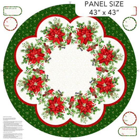 Northcott - Yuletide Traditions - 43" Tree Skirt Panel, White