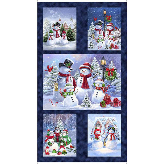 Quilting Treasures - Snowman Holiday - 24" Snowman Picture Panel, Navy