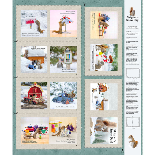 Clothworks - The Secret Life of Squirrels II - 36" Clothbook Panel, Light Taupe