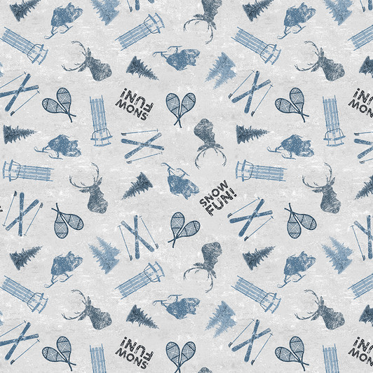 Clothworks - Snow Mountain - Winter Gear, Denim