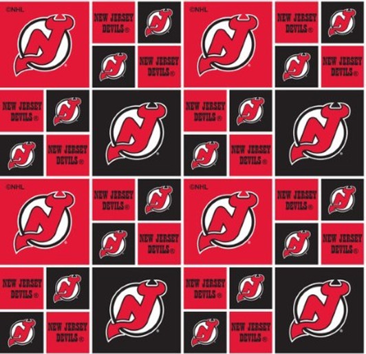 Sykel - NHL Cotton - New Jersey Devils - Block Allover, Red/Black