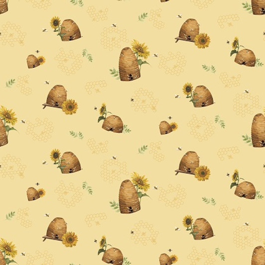 Riley Blake - Honey Bees & Flowers Please - Beehives, Yellow