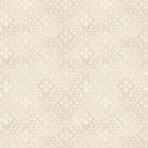 Blank Quilting - Purely Neutral - Floral With Scroll, Ivory