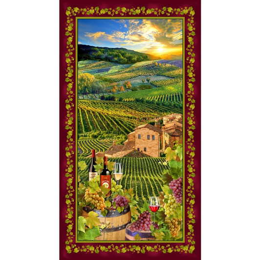 Michael Miller - Viva Vino - 24" Sunny Vineyard Panel, Multi