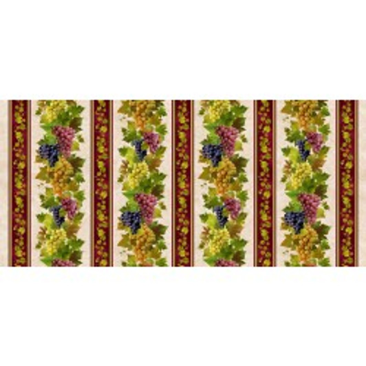 Michael Miller - Viva Vino - Grape Vine Stripe, Cream