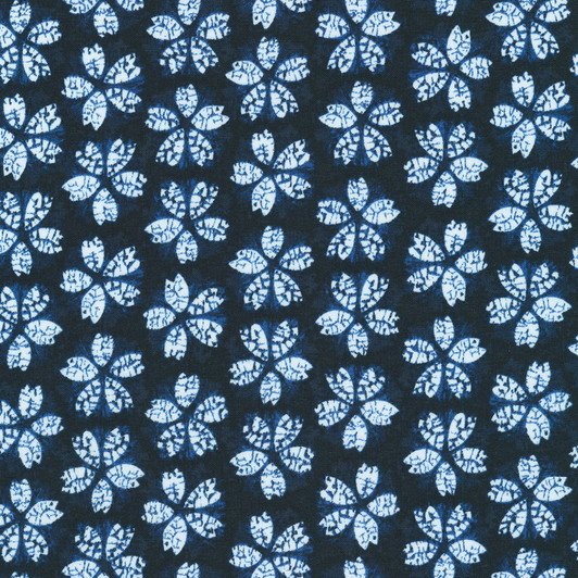 Robert Kaufman - Shibori Blues - White Flowers, Navy