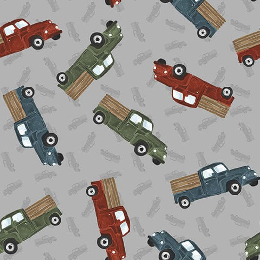 Blank Quilting - Rise With The Sun - Trucks, Gray