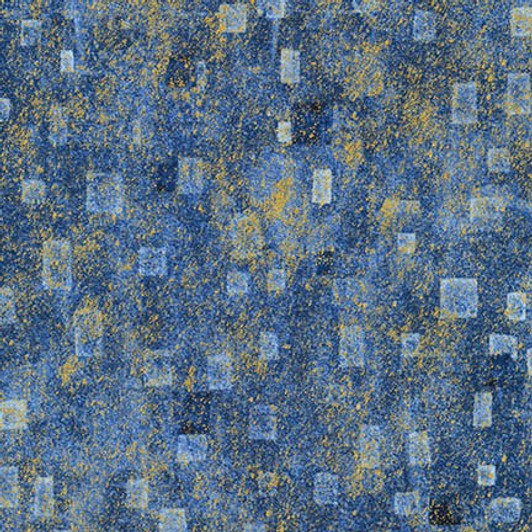 Robert Kaufman - Gustav Klimt - Gold Metallic Squares, Blue