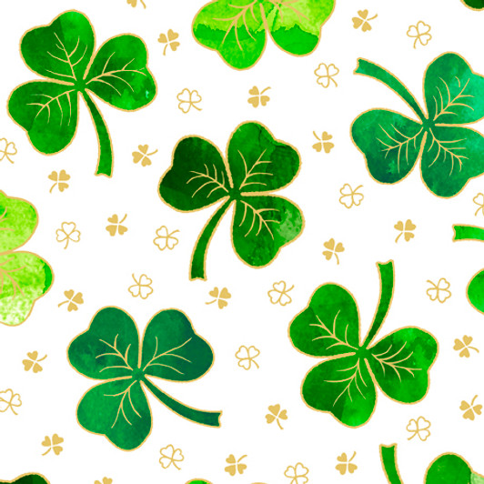Quilting Treasures - St. Paddy's Cheer - Clovers, White
