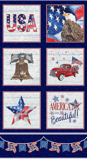 Henry Glass - Wings of Freedom - 24" USA Block Panel, Multi