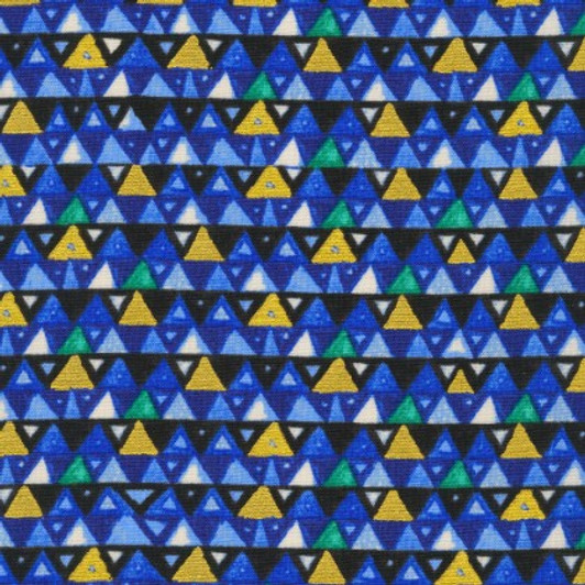 Robert Kaufman - Gustav Klimt - Metallic Gold Triangles, Sapphire