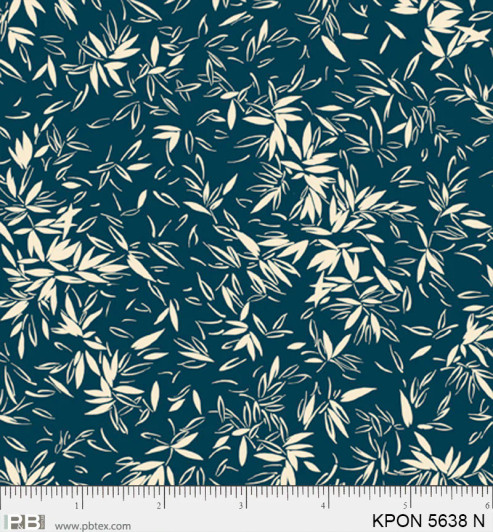 P & B Textiles - Koi Pond - Graphic Bamboo Leaves, Navy