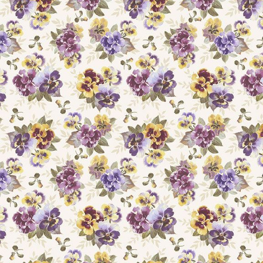 Marcus Fabrics - Dandy Pansies - Pansy Garden, Cream