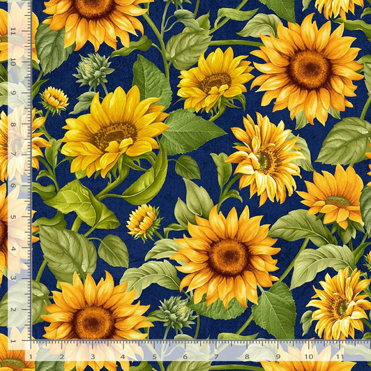 Timeless Treasures - Sunflower Farm - Sunflower Garden, Navy