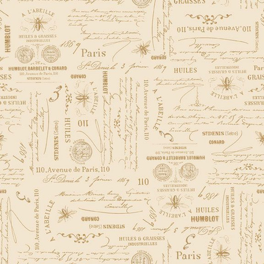 Marcus Fabrics - Summer House - Bee Script, Cream