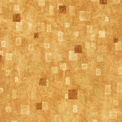 Robert Kaufman - Gustav Klimt - Gold Metallic Squares, Tan