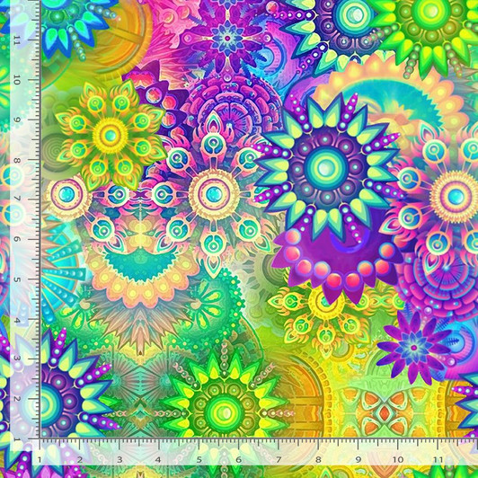 Timeless Treasures - Softie/Minky Print - Abstract Kaleidoscope, Multi
