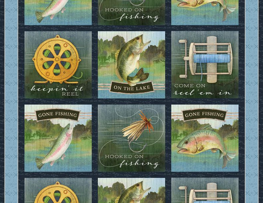 Wilmington Prints - Gone Fishing - 24" Fishing Panel, Multi
