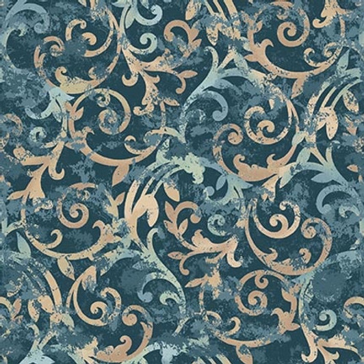 Henry Glass - Garden Symphony - Scrolls, Blue