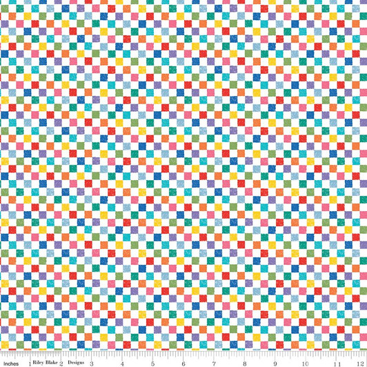 Riley Blake - Check Please! - 1/4" Check, Rainbow