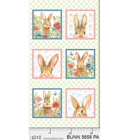 P & B Textiles - Bunnies & Blooms - 24" Bunny Panel, Multi