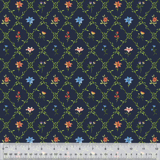 Windham Fabrics - Lily - Lattice Garden, Navy
