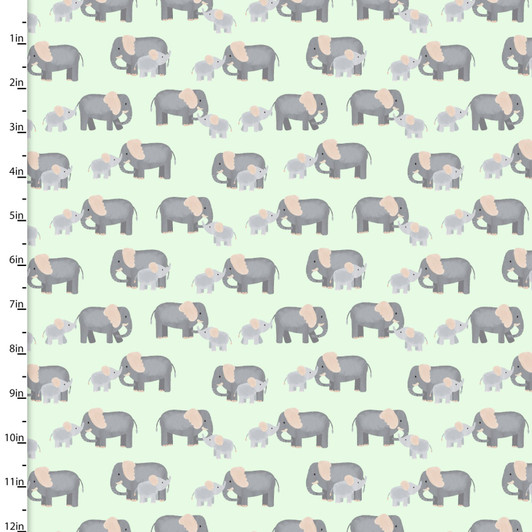 3 Wishes - Tiny Tots Flannel - Mommy & Me Elephants, Mint