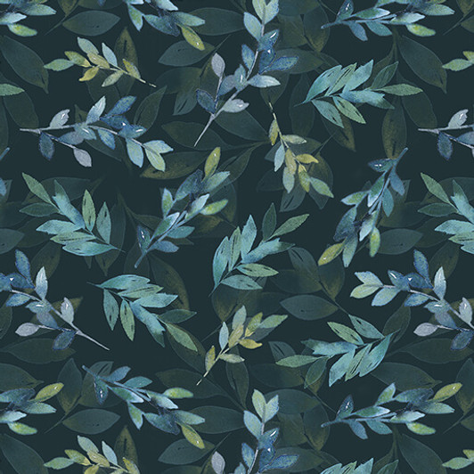 Benartex Artistry - Enchanted Florals - Leaves, Midnight