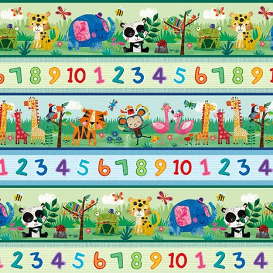 Blank Quilting - Zoo Crew - Border Stripe, Sage