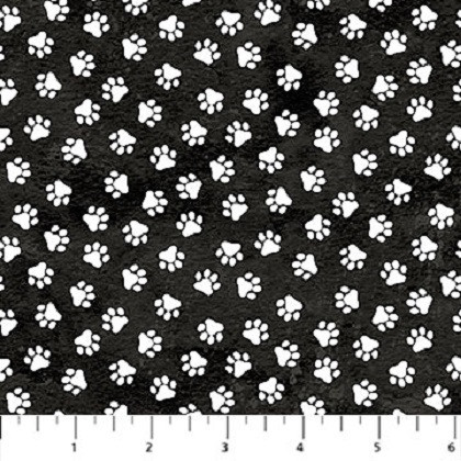 Northcott - Hide and Seek - Paw Prints, Black