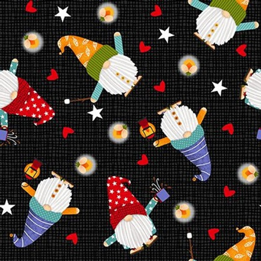 Studio E - Camping Gnomes - Tossed Gnomes, Dark Charcoal