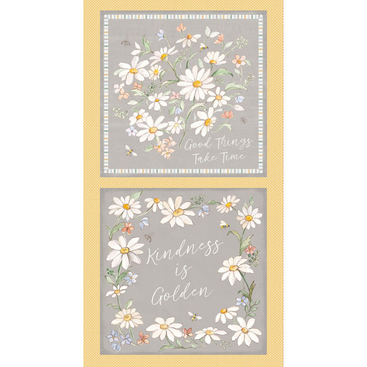 Clothworks - Daisy Field - 24" Pillow Panel, Gold