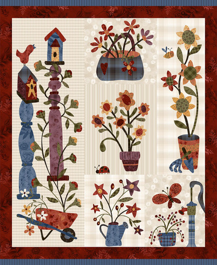 Henry Glass - Flossies Flowers - 36" Garden Panel, Cream