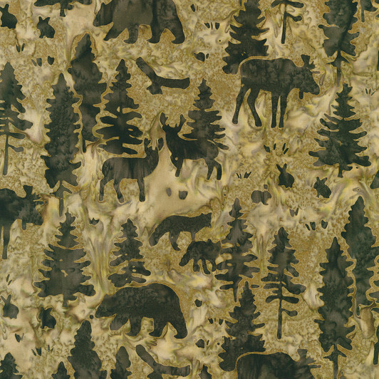 Robert Kaufman - Artisan Batiks: Woodland Wonders - Forest Animals, Walnut