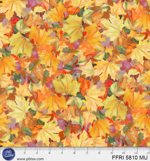 P & B Textiles - Fall Friends - Packed Painted Leaves, Multi